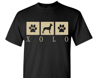 Xolo Silhouette T-Shirt Tee - Men's, Ladies Women's, Short, Long Sleeve, Kids Youth - xoloitzcuintli mexican hairless