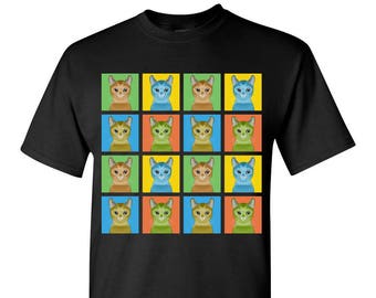 Abyssinian Cat Cartoon Pop-Art T-Shirt Tee - Men's, Women's Ladies, Short, Long Sleeve, Youth Kids
