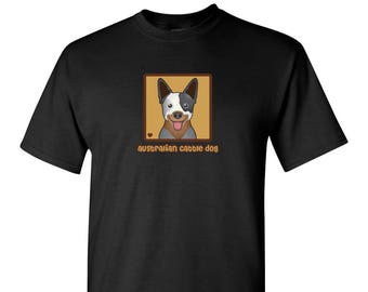 Australian Cattle Dog Cartoon Heart T-Shirt Tee - Men's, Women's Ladies, Short, Long Sleeve, Youth Kids