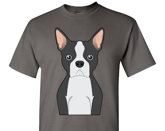 Boston Terrier Cartoon T-Shirt - Men, Women Ladies, Short, Long Sleeve, Youth Kids Tee