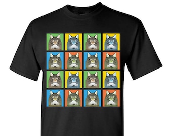 Norwegian Forest Cat Cartoon Pop-Art T-Shirt Tee - Men's, Women's Ladies, Short, Long Sleeve, Youth Kids