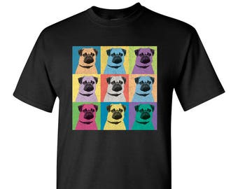 Pug Vintage-Style Pop-Art T-Shirt Tee - Men's, Women's Ladies, Short, Long Sleeve, Youth Kids