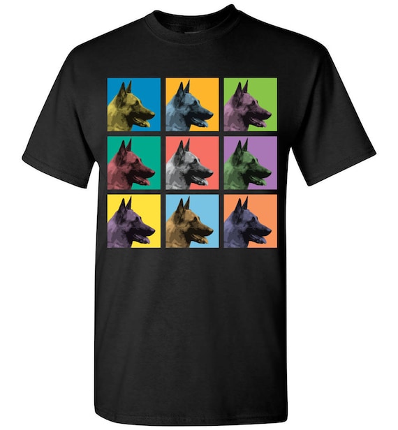 Belgian Malinois Dog Pop-Blocks T-Shirt Tee - Men, Women Ladies, Youth Kids, Long Sleeve