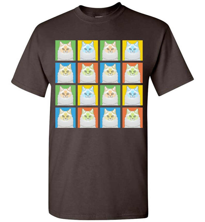 Ragdoll Cat Cartoon Pop-Art T-Shirt Tee Men's, Women's Ladies, Short, Long Sleeve, Youth Kids Flame image 3