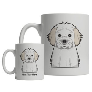 Cavachon Dog Cartoon Mug - Personalized Custom Text Ceramic Coffee Tea Cup 11 oz