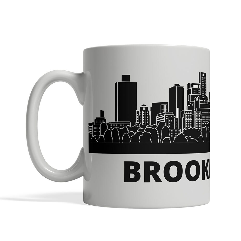 Brooklyn NY Skyline Mug Personalized Custom Text Ceramic Etsy
