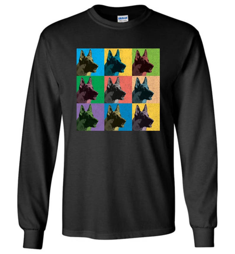 German Shepherd Vintage-Style Pop-Art T-Shirt Tee Men's, Women's Ladies, Short, Long Sleeve, Youth Kids image 5