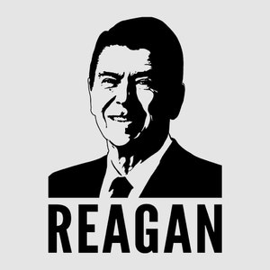 Ronald Reagan T-Shirt Tee - Men&#39;s, Women&#39;s Ladies, Short, Long Sleeve, Youth Kids - Stencil-Style, President Republican