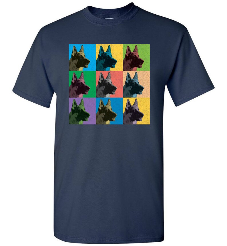 German Shepherd Vintage-Style Pop-Art T-Shirt Tee Men's, Women's Ladies, Short, Long Sleeve, Youth Kids image 3