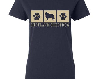 Shetland Sheepdog Silhouette T-shirt Tee Men's, Ladies Women's
