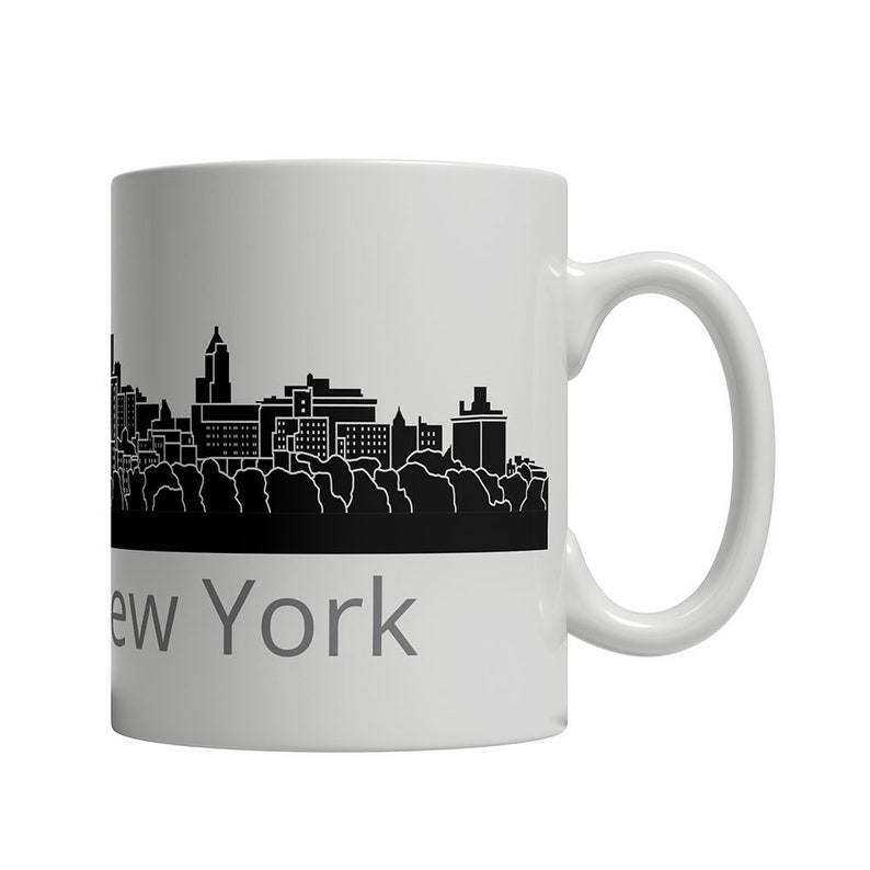 Brooklyn NY Skyline Mug Personalized Custom Text Ceramic Etsy