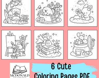 Cute Coloring Pages, Digital Coloring Book, Printable Coloring Pages