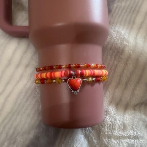 Custom made Stanley Cup accessories~  Orange heart charm -tumbler cup accessories classic