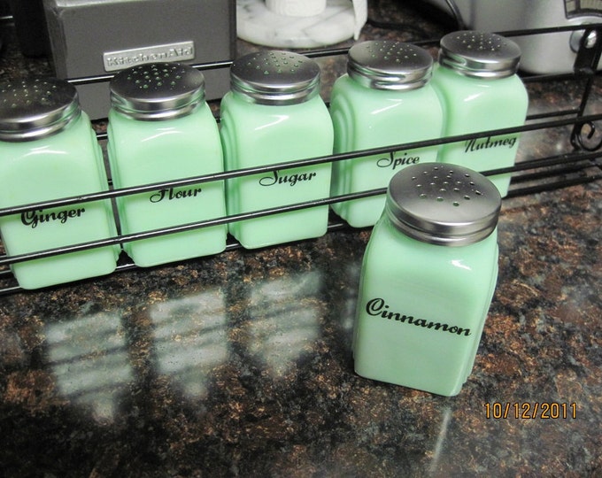 Reserve for Coco67 Set of Jadite Spice Jars Etsy