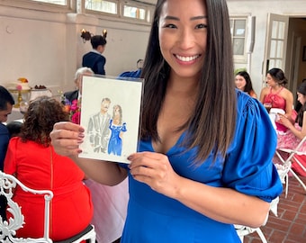 Wedding Guest favors, Keepsake Painting portraits in watercolor illustration, sketches.