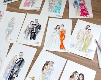 Live Wedding Painting/ Custom Guest favors, Fashion Sketch, Keepsake made from your Photos, portraits in watercolor illustration.