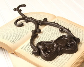 Swing Arm Wall Hook, Metallic Oil Rubbed Bronze, Cast Iron, Victorian, Farmhouse, Jewelry Hook, Storage & Organization, Hardware Included.