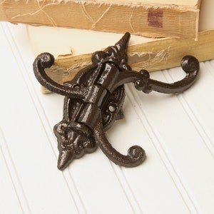 Three Swing Arm Wall Hook, Metallic Oil Rubbed Bronze, Cast Iron