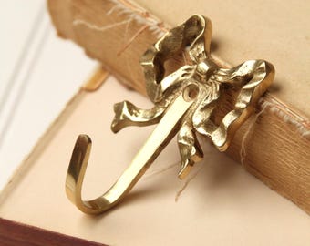 Bow Wall Hooks, Gold Metal Color, Hardware IS INCLUDED, Jewelry Hook, Nursery Decor, Wall Hook, Organization, Storage.