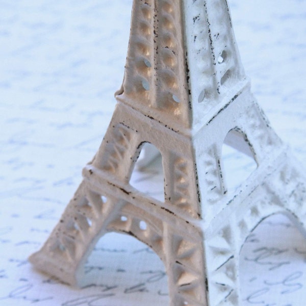 Eiffel Tower, Cast Iron, White, Shabby Chic, Distressed