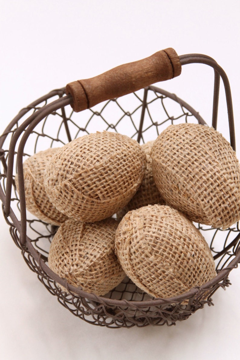 Burlap Eggs, Burlap Easter Eggs, Tiered Tray Decor, Half Dozen, Bowl or Basket Fillers, Easter Decoration, Rustic, Table Scatter, Farmhouse. image 4