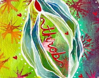 Rainbow Flower Vulva Art Original Painting