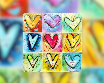 Rainbow Hearts Art Vinyl Sticker