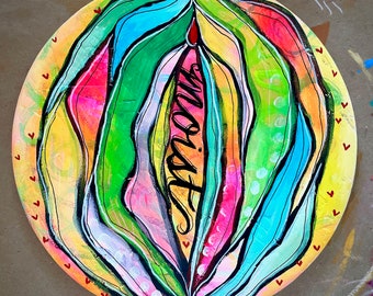 Rainbow Flower Vulva Art Original Painting