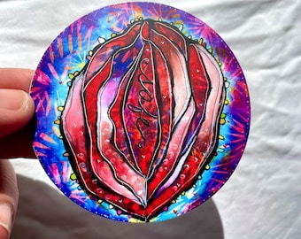 Rainbow Vulva Flower Sticker Yoni Art