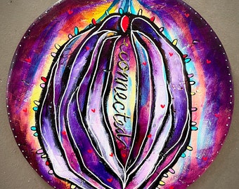 Rainbow Flower Vulva Art Original Painting