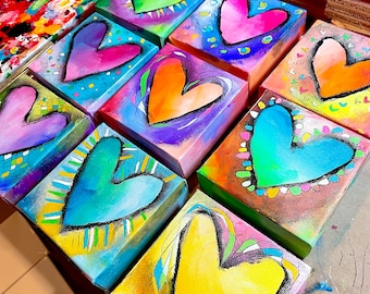 Rainbow Colorful Customizable Heart Painting