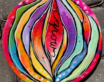 Rainbow Flower Vulva Art Original Painting