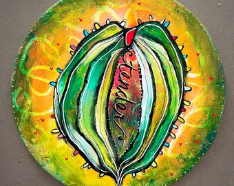Rainbow Flower Vulva Art Original Painting