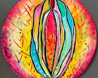 Rainbow Flower Vulva Art Original Painting