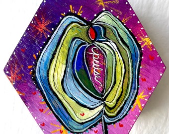 Rainbow Flower Vulva Art Original Painting