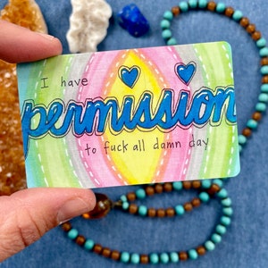 Cartes de portefeuille Permission de baiser toute la journée Message positif inspirant Encouragement Thérapie de soutien Conscience de soi Pleine conscience