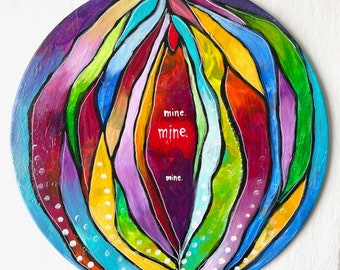 Rainbow Flower Vulva Art Original Painting