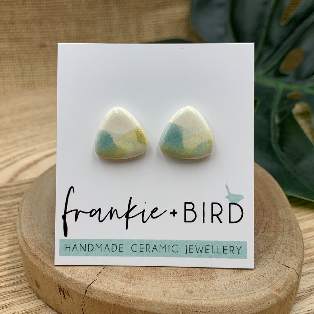 Ceramic Stud Earrings Clay Studs Clay Earrings Ceramic Etsy