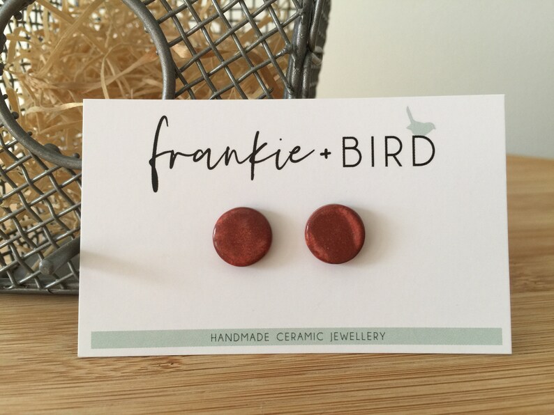 clay studs handmade studs handmade ceramics Mottled Rose stud Ceramic stud earring