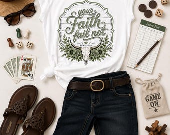 Maglietta "La fede non vacilla" / Maglietta cristiana con grafica floreale / Maglietta con la fede LDS / Regalo cristiano motivazionale / Abbigliamento religioso boho