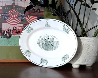 Vintage Seaside Windmill Platter "The Green Mill" - Warwick Pottery