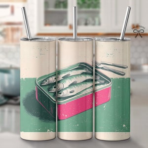 Retro Fish 20oz skinny Tumbler wrap, DIY Sublimation fish png, Sardine printable, DIY Dad Gift, Retro Food Art, Vintage kitchenware download