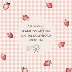 Gingham Erdbeeren Nahtlos sich wiederholendes Muster, englischer Country Stoff, Cottagecore Sommerdruck, Girly Digital Papier, Coquette Rapport png