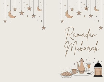 Ramadan Mubarak Neutral Foldable Card || Digital Print Card || Ramadan 2025 Ideas