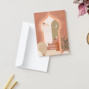 Ramadan Mubarak Neutral and Olive Aesthetic Ramadan Card