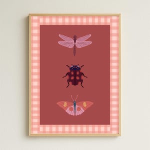 Huella de insecto - Rojo / Guardería / Arte mural imprimible / Habitación infantil / Arte digital / Descarga instantánea