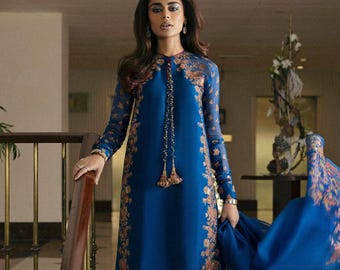 Made to Measure, Customised Pure Silk Dress, Handmade outfit, Block Printed Shirt, Pakistani Indian Dress, Hand Painted, All Sizes