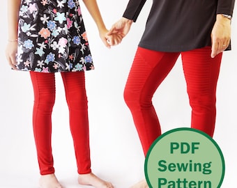 Hyacinth MOTO LEGGINGS Bundle for girls + women - 23 sizes - 2 PDF Sewing Patterns instant download - pants sew trendy (English & Italian)