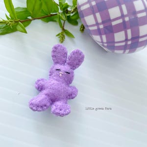 Miniature purple felt stuffed bunny, Tiny 1 inch lavendar rabbit plushie, love token, pocket friend, little stuffed animal