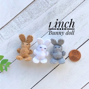 miniature felt stuffed bunny rabbit. 1 inch bunny doll. Tiny stuffed bunny. Love token. Pocket hug, Pocket friend, micro stuffed animal